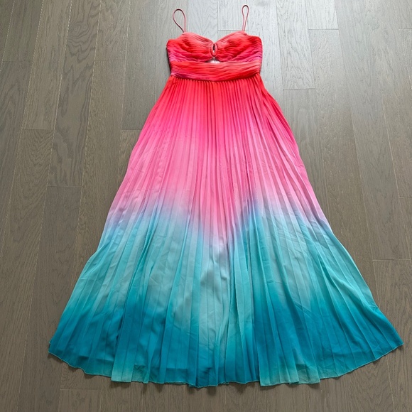 AMUR Emmett Pleated Ombre Gradient Sleeveless Pink Maxi Dress Gown - Size 8 - Picture 2 of 12